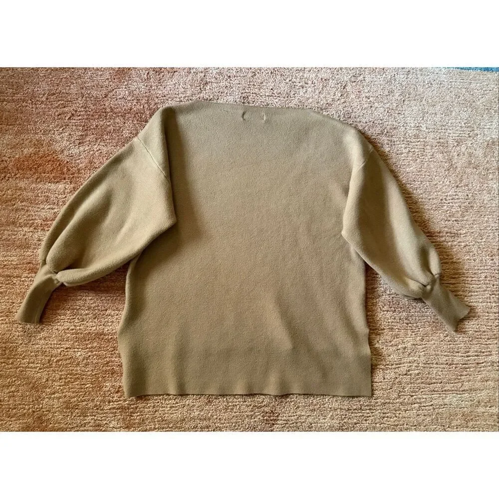 Tahari T Balloon Sleeve Knit Sweater Camel Brown Dolman Pullover XS/S